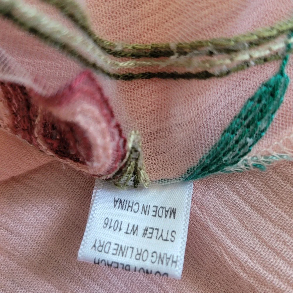 Wonderland by Orange Women's Size S Sheer Duster Cardigan‎ Pink Floral Mesh